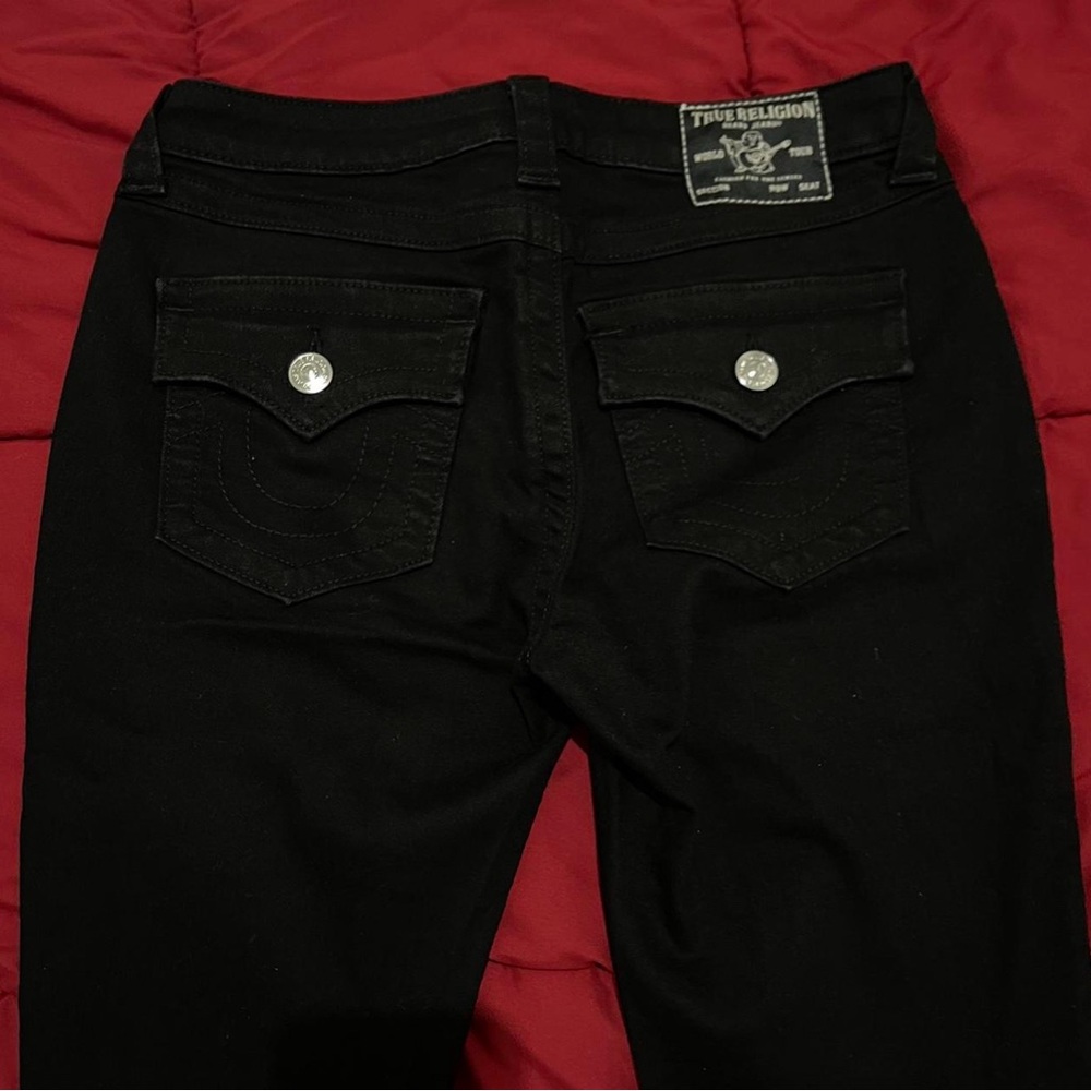 Joey Black Mid-Rise Flap Flare Jeans with Classic Design